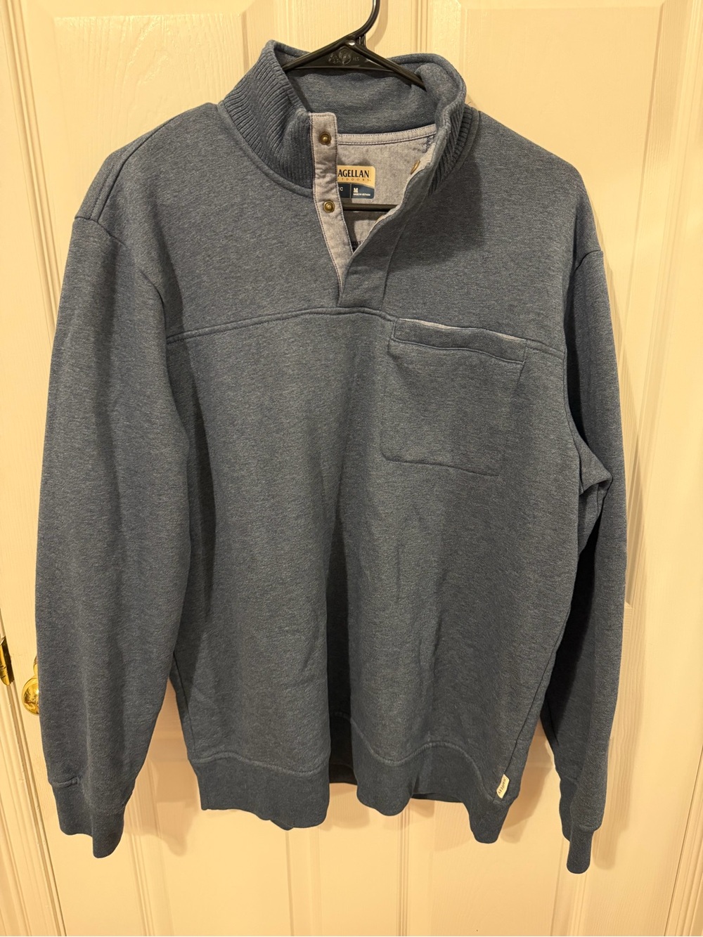 Magellan Outdoors Men's Blue Zip-Up Quarter-Snap Sweater